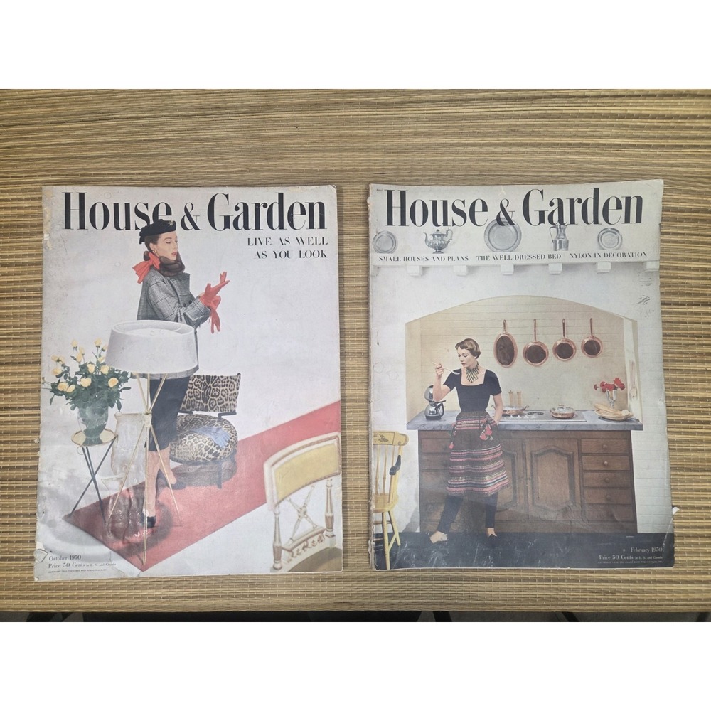 House and Garden Magazine Lot 2 1950 Scrapbook Crafts Junk Journal Mid Century